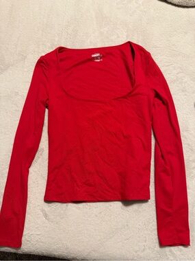 Red Scoop Neck Long Sleeve Tee by Contour